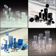 Bottles, Jars and Tubes sells Polyvials™ Hinged Lid Containers (Polycons).