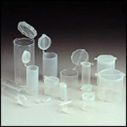 Bottles, Jars and Tubes Standard Grade PolyVials, Hinged Lid Containers.
